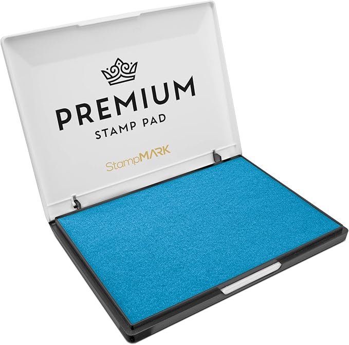 Premium Stamp Pad Extra Large Size 6" x 8" - for Traditional Rubber Stamps - Felt Pad Light Blue Color
