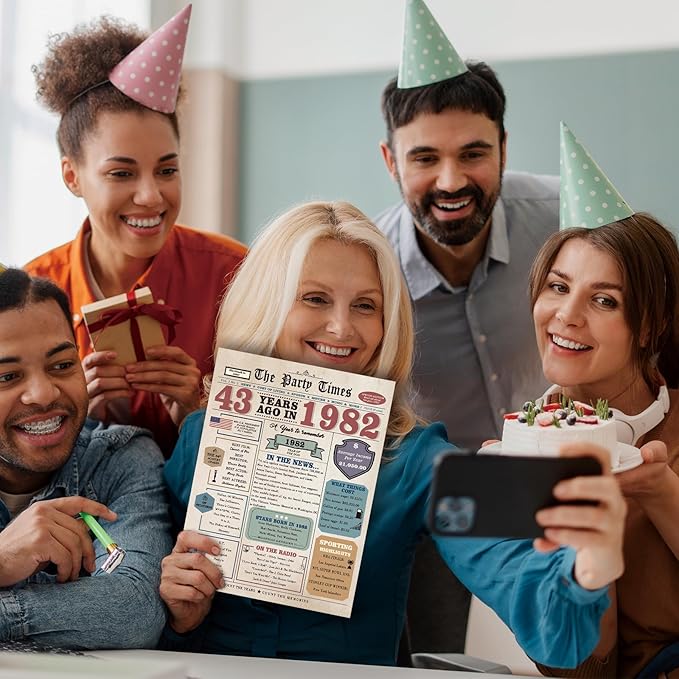 43rd Birthday Gifts Men Women, 43rd Birthday Card for Him Her, 43 Year Old Birthday Decorations for Husband Wife