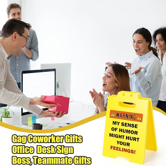 MBL Funny Team Office Gifts - MY SENSE OF HUMOR MIGHT HURT YOUR FEELINGS! Funny Fun Gag Desk Sign Cubicle Decor for Coworker Teammate Employee Boss Birthday Christmas White Elephant Under 10 Dollar