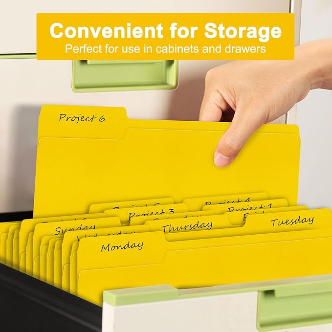 ViVin File Folders, Fits 8.5 x 11 Letter Size Paper, 1/3-Cut Tabs, 120 Pack Manilla Colored File Folders, Perfect for Home, Office, and School Documents File Paper(Yellow)