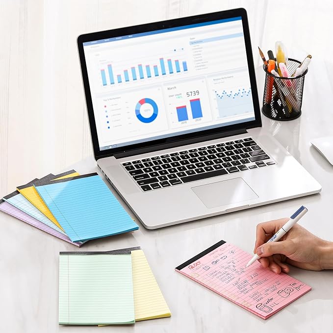 VITEVER Note Pads 5x8,[7 Pack] Colorful Narrow Ruled Legal Pads,Micro Writing Pads Perforated Lined Note Paper for Study,Office,To-Do Lists,30 Sheet/notepad, Multicolor