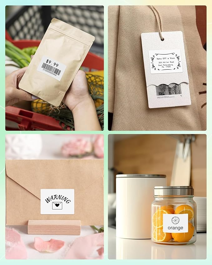 M100 Square Label 1.57'' x 1.18'' (40 x 30 mm), Compatible with Label Maker M110/ M220/ M221/ M120/ M200/M260/M150, White, 230 Labels/Roll, Multi-Purpose Adhesive Thermal Labels, Black on White