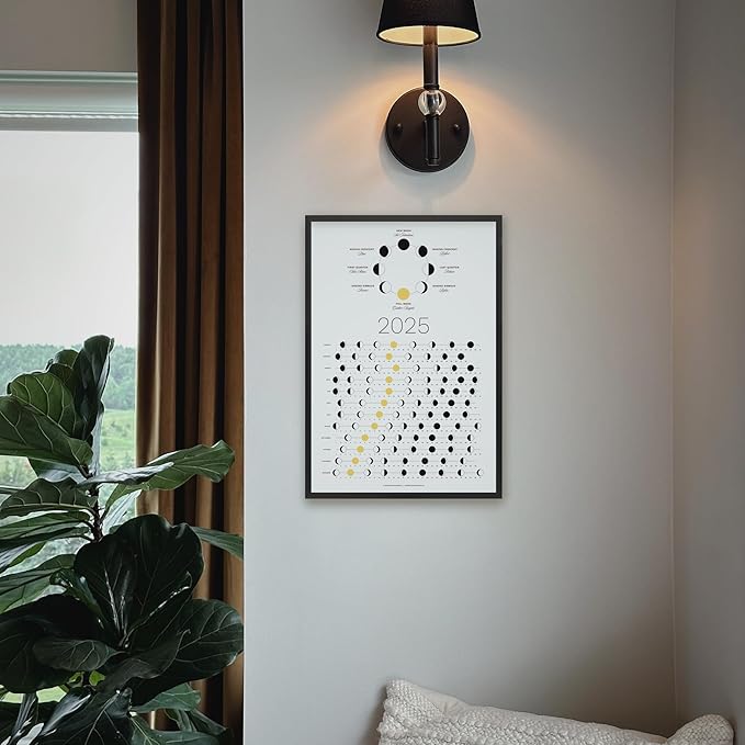 2025 Moon Phase Calendar (SHIPS FLAT) - Hangable Light Lunar Wall Poster - Great as a Unique Gift, Moon Tracking, Wall Décor & Art, Astrology Decorations - A Celestial Calendar - by Thankful Greetings