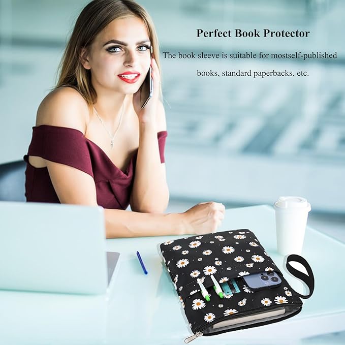 DSIUE Book Sleeve Book Protector Book Lovers Gifts Book Covers for Paperbacks with Zipper,11.4 X 9 Inch