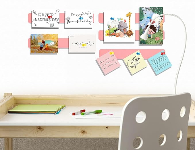 Felt Pin Board Bar Strips Bulletin Board for Bedrooms Offices Home Wall Decoration, Notice Board Self Adhesive Cork Board with 35 Push Pins for Paste Notes, Photos, Schedules