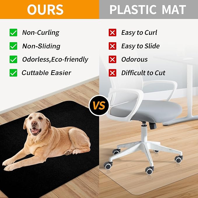 SHAREWIN Office Chair Mat for Hardwood/Tile Floor, 55"x35" Computer Gaming Chair Mat, Under Desk Low Pile Office Rug, Easy-Clean Floor Protector Mat, Black