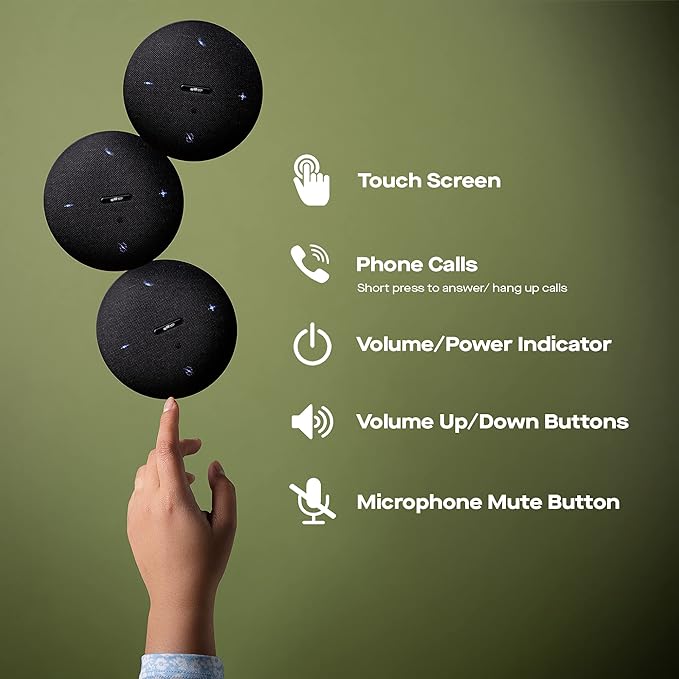 MP Mobile Pixels Bluetooth Conference Speakers with 4 Microphone, 13ft Omnidirectional Voice Pickup, USB-C Plug&Play，Noise Reduction, Compatible with Zoom/Teams/Skype/Google Meet