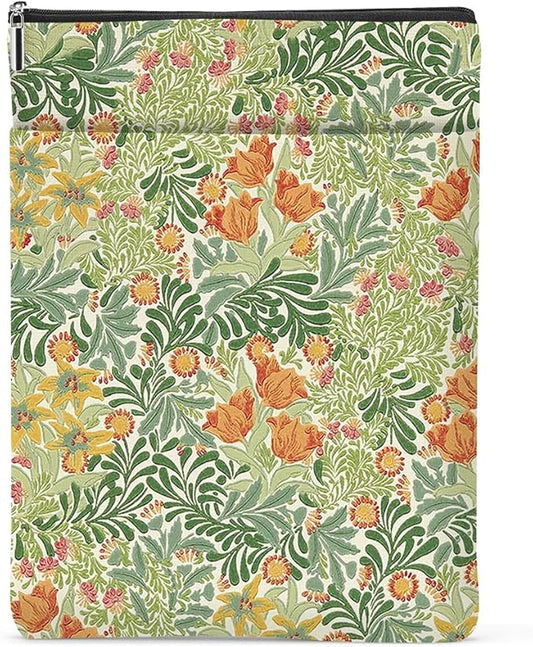 Retro Floral Book Sleeve Book Cover Classic Flower Book Protector with Zipper Christmas Birthday Book Club Gifts Book Accessories for Women Bestie Niece Librarian Girls Bookish Book Lovers Gifts