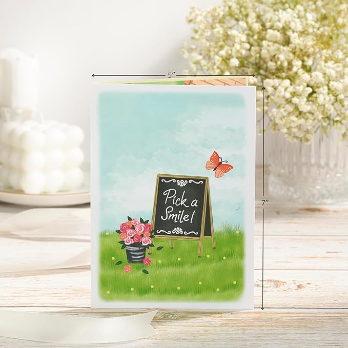 Flowers Cart Pop Up Card, Cat Catching Butterfly, 3D Greeting Card, Gifts for Birthday, Mothers Day, Valentines Day, Mom, Wife, Girlfriend, Sister, 5x7 - Includes Envelope And Message Note