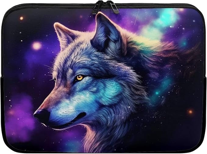 Wolf Printed Laptop Briefcase for Women Men, Waterproof Laptop Case Bag Laptop Case for 17 Inch, Lightweight Computer Carrying Cover with Zipper for Office Business Traveling