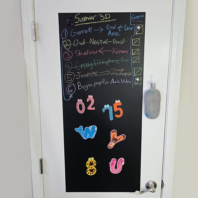 2 Pcs Magnetic Chalkboard Contact Paper for Wall 40" x 18" Self Adhesive Blackboard Wallpaper Peel and Stick Chalk Board Sticker Roll with Chalks for Kids Playroom Classroom Home