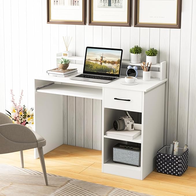 Giantex 2-Tier Office Desk, White