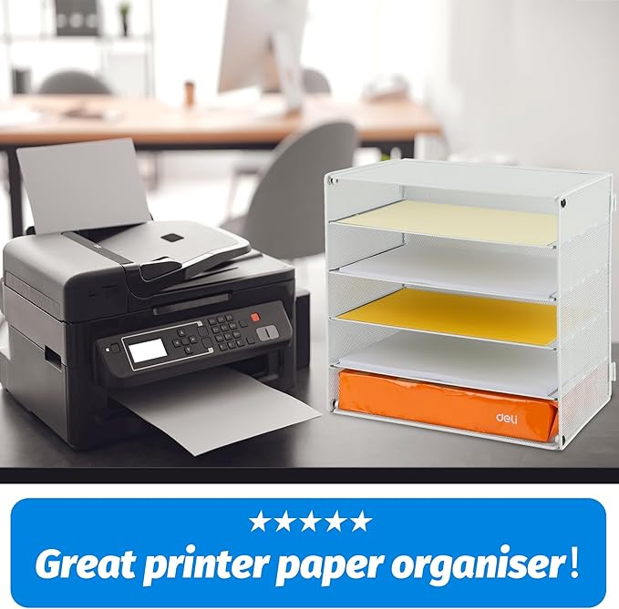 EASEPRES 5 Slot Desk Organizer Tray, White