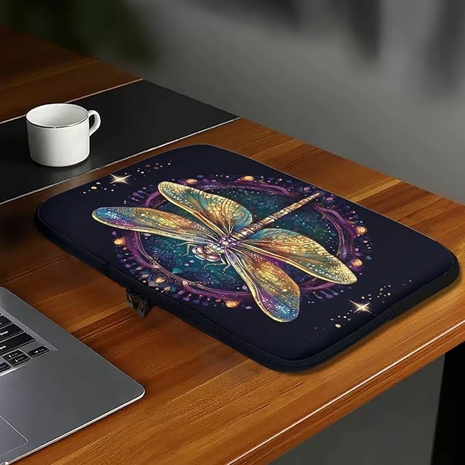 Dragonfly Printed Computer Bags for Laptops for Women, Large Capacity Computer Carrying Cover Laptop Briefcase, 13 Inch Water Resistant Laptop Case Portable Computer Case Bag