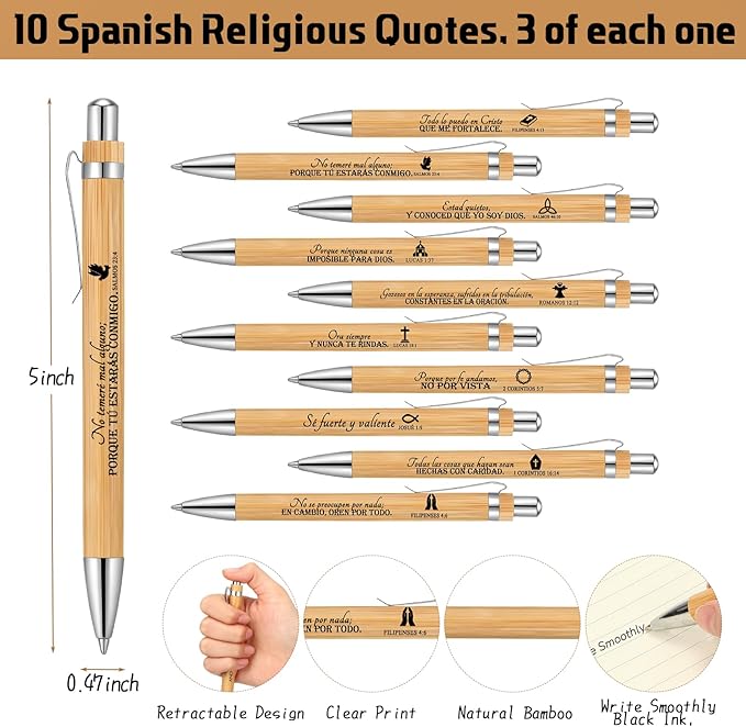 Fuutreo 30 Sets Spanish Christian Notebook Bible Verse Ballpoint Pen Versículos Bíblicos En Español Religious Easter Gifts for Women Men Bible Study Sunday School
