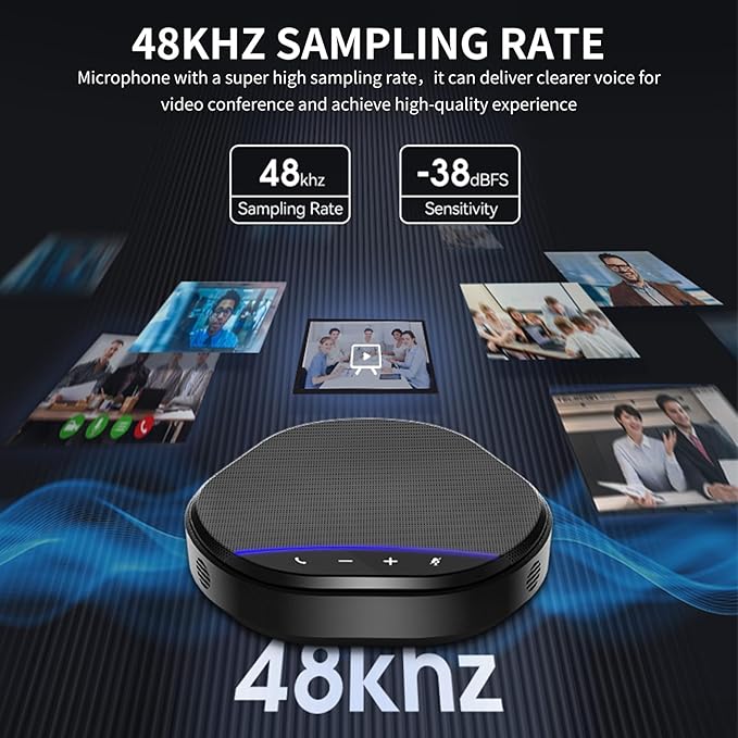 XTUGA K6 Conference Speaker and Microphone Speakerphone Noise Reduction 360°Voice Pickup USB Mic Compatible with Video Call, Zoom, Teams, Skype, Home Office Meeting