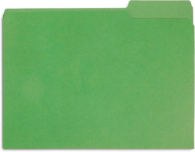 Blue Summit File Folders, Letter Size, 1/3 Tab, Green, Great for Organizing and Easy File Storage, 200 Per Box
