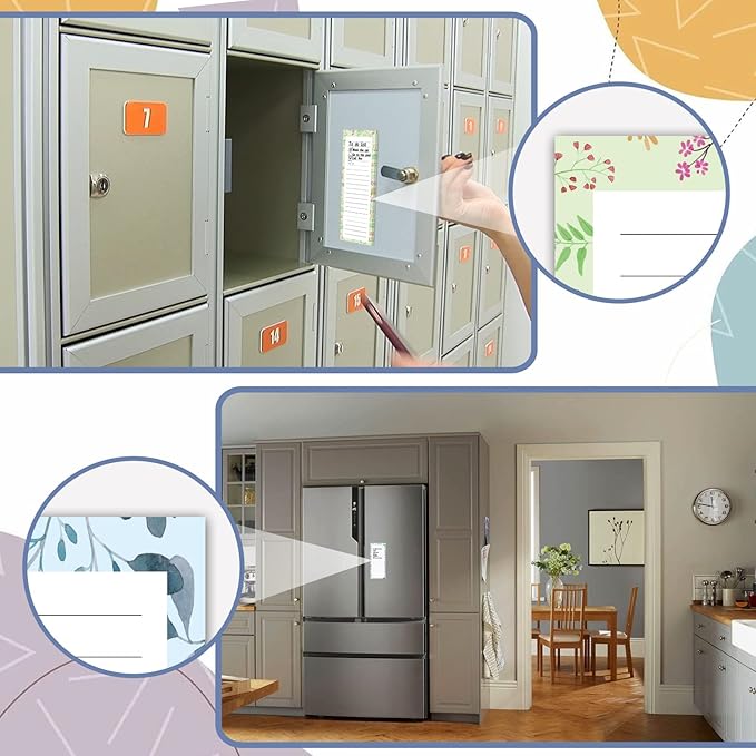 Joyberg Magnetic Notepads for Refrigerator - Flower Design, 50 Sheets Per Pad, 4 Pack Memo Pads for Grocery Lists and To-Dos