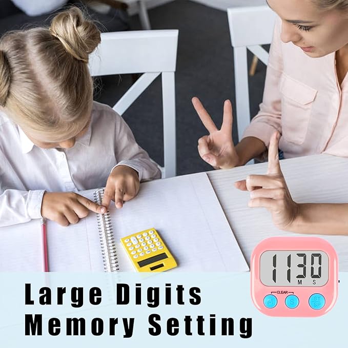Classroom Timers for Teachers Kids Large Magnetic Digital Timer 4 Pack Pink White