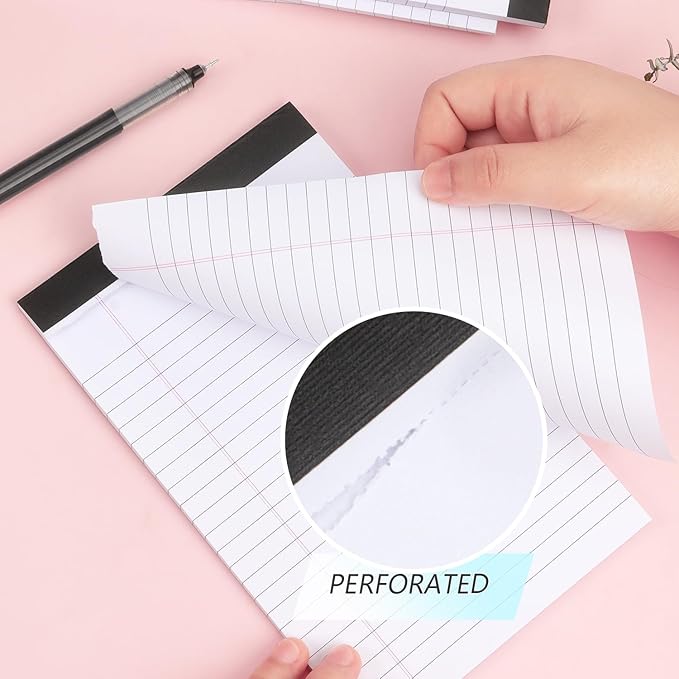 ZZTX Legal Pads Note Pads 5 x 8 Inch Lined Writing Pads, 50 Sheets Per Writing Pad, 4 Pack (White)