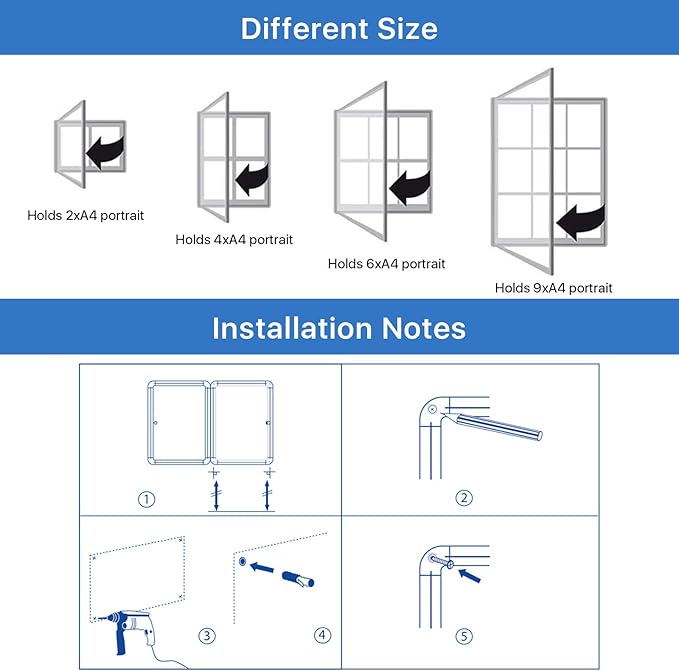 SWANCROWN Lockable Bulletin Boards Black Frame Enclosed Display Case,with Magnets,for School Message Notice 28x26inch(6XA4)
