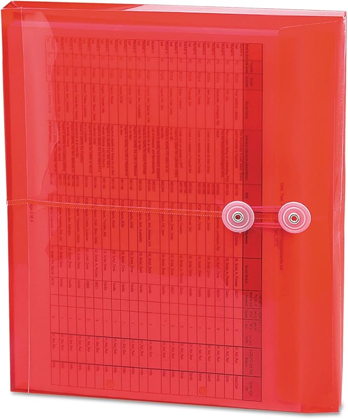 Smead Poly Envelope, 1-1/4" Expansion, String-Tie Closure, Side Load, Letter Size, Red, 5 per Pack (89527)