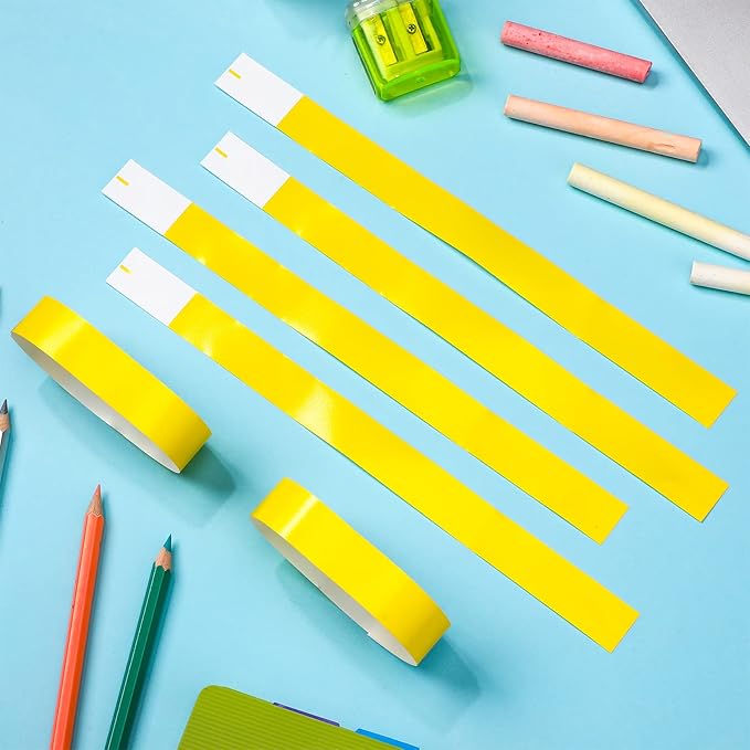 600 Packs Paper Wristbands for Events Neon Party Wristbands Colored Waterproof Paper Club Arm Bands Lightweight Identification for Concert Bar Entrance Admission(Yellow)