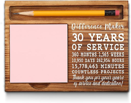 30th Work Anniversary Sticky Note Holder, Thank You Appreciation 30 Year Work Anniversary Decor Gifts for Women, Employee, Him, Her, Happy 30th Work Anniversary Self-Stick Note Pad Holders GSH29