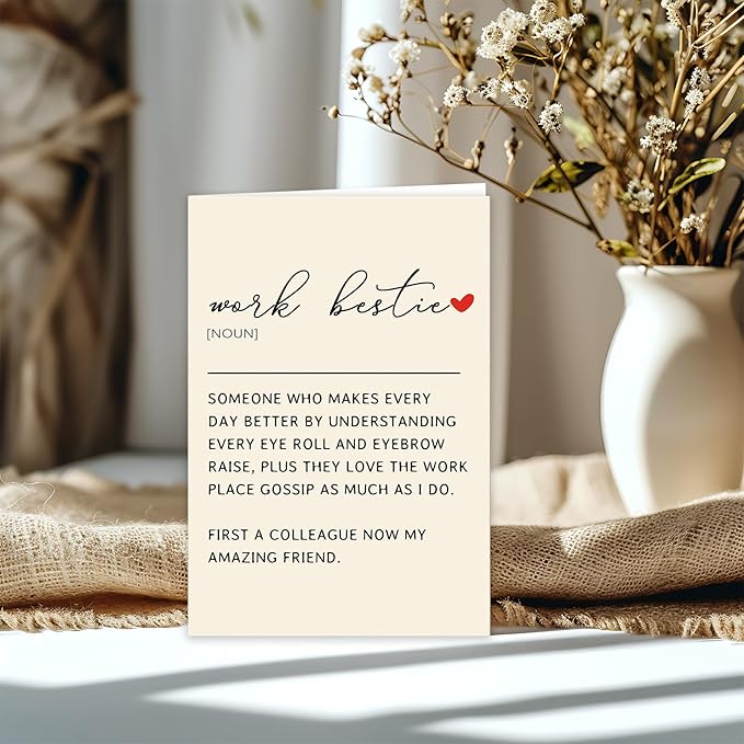 Work Bestie Definition Cards, Work Bestie Gifts for Women Coworker Partner, Birthday Gifts for Workmate