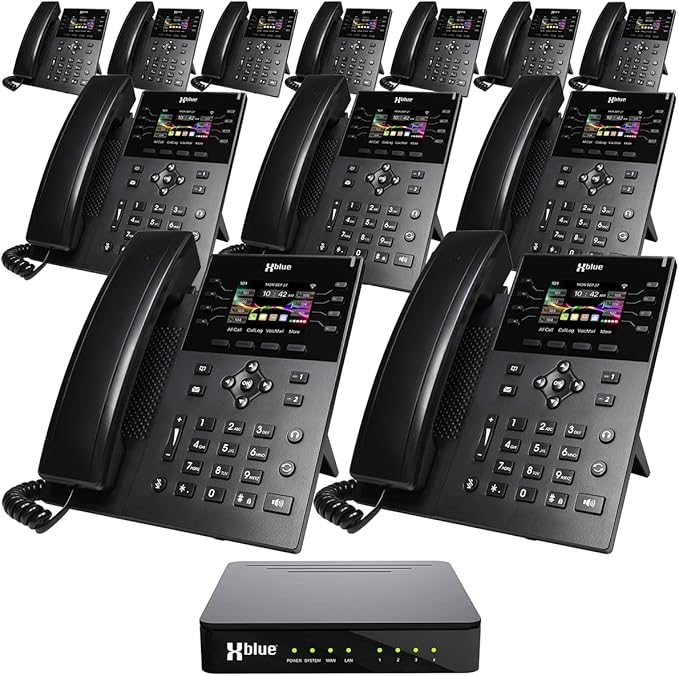 XBLUE QB1 System Bundle with 12 IP8g IP Phones Including Auto Attendant, Voicemail, Cell & Remote Phone Extensions & Call Recording