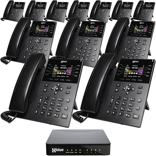 XBLUE QB1 System Bundle with 12 IP8g IP Phones Including Auto Attendant, Voicemail, Cell & Remote Phone Extensions & Call Recording