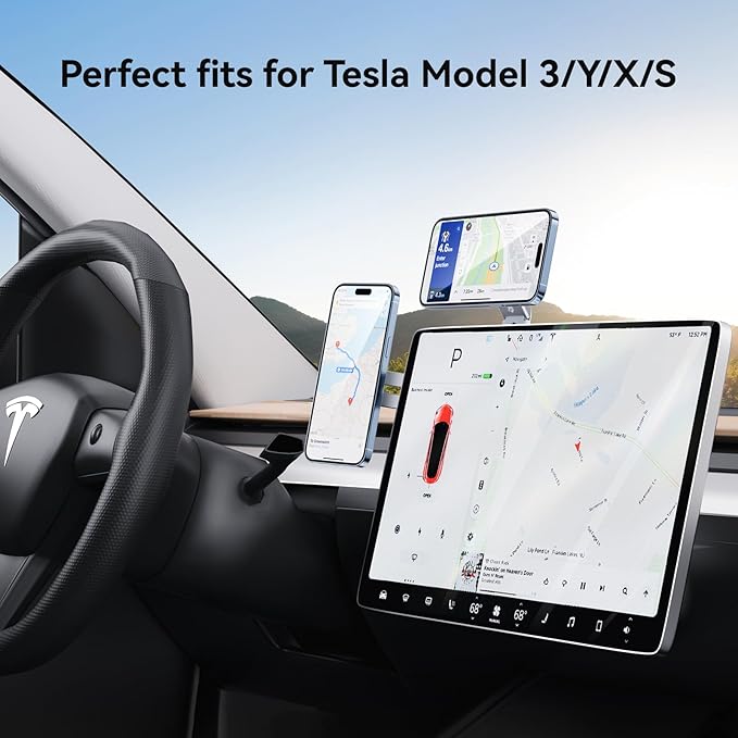 Magnetic Phone Holder for Laptop for MagSafe for iPhone 16/15/14/13/12 & All Phones, 180°Adjustable Phone Side Mount for Computer Monitor for Tesla, Desktop Cell Phone Bracket, Gray