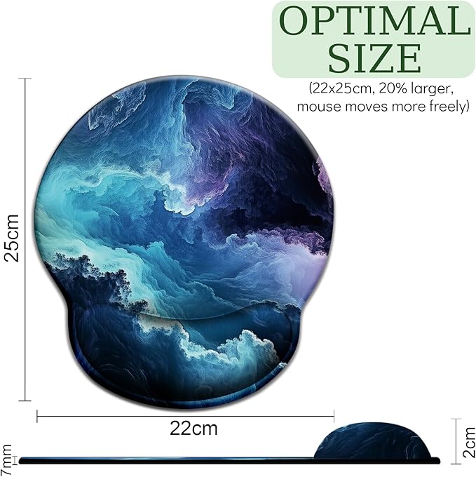 Galaxy Mouse Pad with Wrist Rest, Ergonomic Mouse Pad Wrist Support with Non-Slip Pain Relief PU Base, Funny Gaming Computer Mousepad, Cute Office Supplies Home Desk Accessories Decor