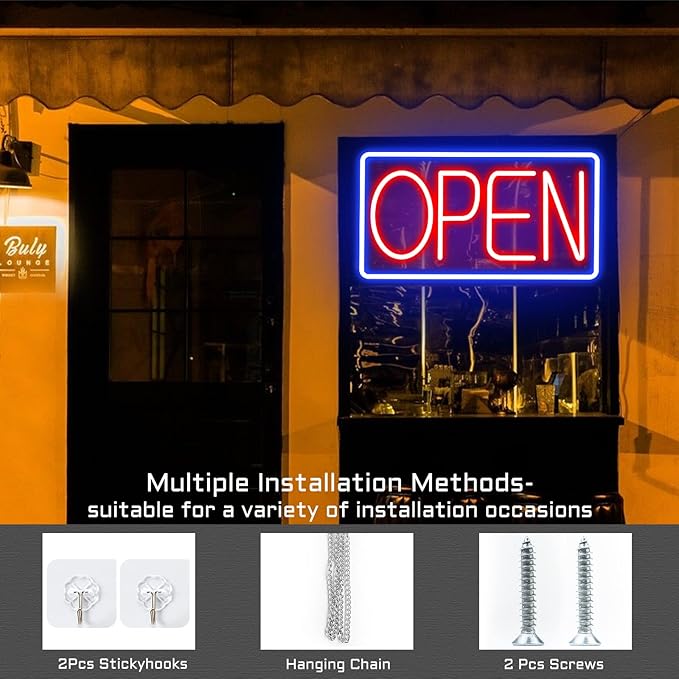 Open Signs for Business Ultra Bright LED Neon Open Signs 22 Inch Plug In Electric Light Up Open Sign with ON/OFF Switch for Business Storefront Window Glass Door Shop Florists Bar Salon Cafes Pubs