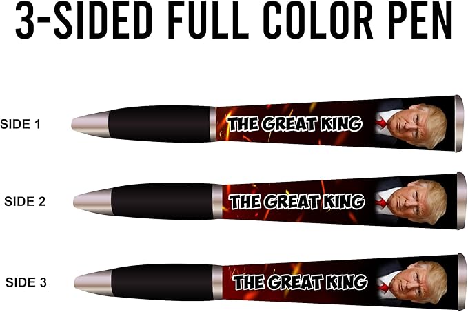 Trump Collectors Set Ballpoint Pen - Black Grip, MAGA Trump 2024 Design, 3-Sided Pen Imprinted in USA
