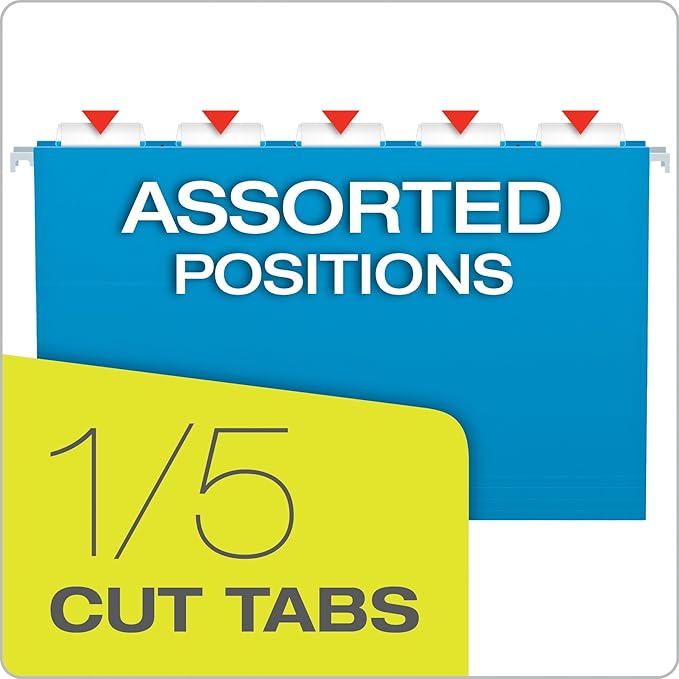 Pendaflex Recycled Hanging Folders, Legal Size, Blue, 1/5 Cut, 25/BX (81623)