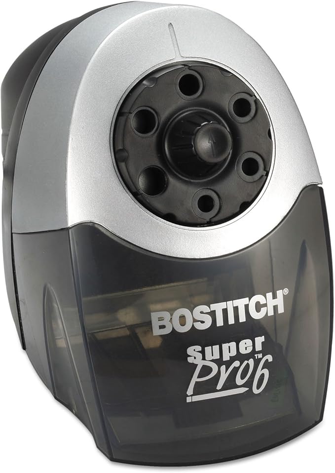 Stanley Bostitch SuperPro6 Commercial Pencil Sharpener with 6 Holes and Industrial Motor, Gray (EPS12HC)