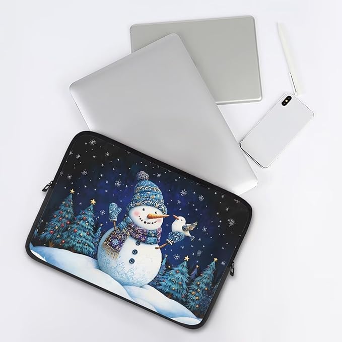 Cute Snowman Computer Sleeve for Women 12 inch Laptop Sleeve Christmas Lap Top Case with Multiple Uses Tablet Bag Teen Girls Laptop Carrying Case Briefcase