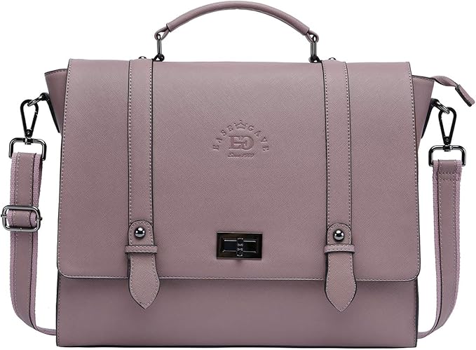 EaseGave Women's 17 Inch Laptop Briefcase, Vintage Purple Saffiano Eco-leather, Multi-Compartment, 3 lb Weight Capacity