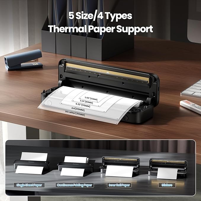 Phomemo Portable Printers Wireless for Travel [Upgraded],M834 Bluetooth Thermal Printer 8.5" x 11"& A4 Size,Inkless Mobile Printer with Carry Case for Travel,Office,School,Car,Home