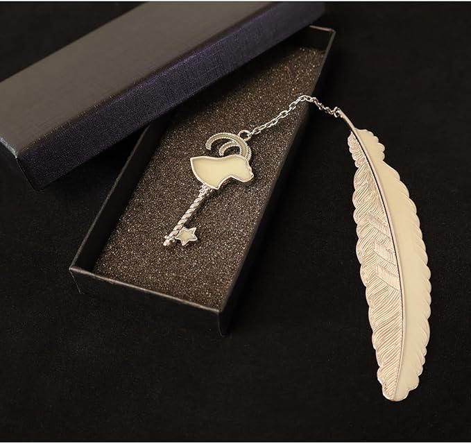 Zodiac Feather Bookmark Gifts for Women Men, Cool Metal Bookmark Glow in The Dark Capricorn Bookmark, Luminous Star Sign Constellation Horoscope Bookmark Gifts