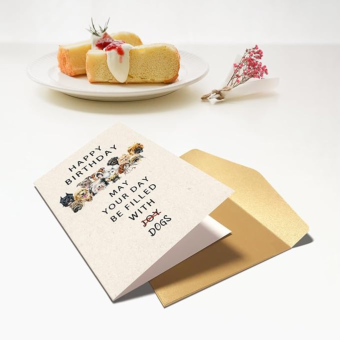 Chenive Happy Birthday Card for Dog Lover, Funny Birthday Card for Dog Mom Dog Dad, Cute Puppy Birthday Card for Him Her, May Your Day Be Filled With Dogs Bday Card