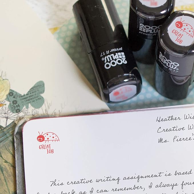 Great Job! Ladybug Stamp / 2000 Plus Self Inking Teacher Stamper/Red Imprint Planner & Worksheet Stamp