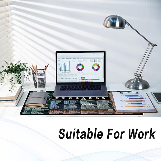 Excel,Word,Outlook,Windows,PowerPoint Cheat Sheet Mouse Pad,Extended Large XXL Office Shortcut Keyboard Desk Pad,Non-Slip Accessories Desk Mat 35.4" x 15.7"