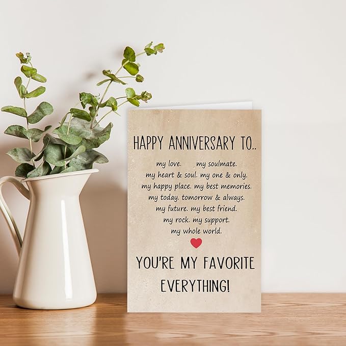Happy Anniversary Card for Husband Wife, Sweet Wedding Anniversary Card for Couple, Romantic Anniversary Card Gift for Boyfriend Girlfriend