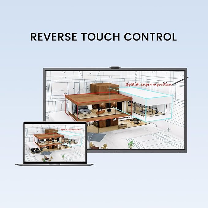 Enther 65″ Smart Board V6530 Kit, Interactive Display Whiteboard, 4K UHD Touch Screen Vibe Board, All-in-One Digital Smartboard for Classroom Home Office Studio(Board&Shelf)