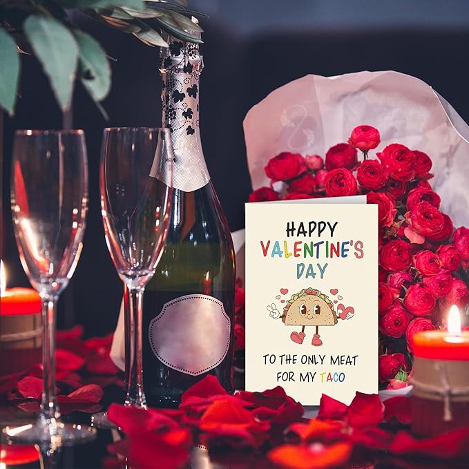 Funny Valentines Day Card Gifts for Him Boyfriend, Naughty Valentine's Day Gifts for Men, Unique Valentines Day Cards for Husband, Taco Vday Cards