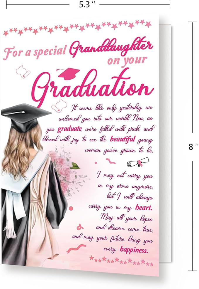 Granddaughter Graduation Card – Inspirational Graduation Gift for Her, Sentimental Congrats Card from Grandparents, Keepsake Graduation Gift for Granddaughter