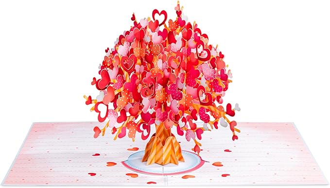 Paper Love 3D Heart Tree Pop Up Card, With Detachable Popup Keepsake, Gift for Birthday, Anniversary, All Occasion - Oversized 10" x 7" Cover - Includes Envelope and Note Tag