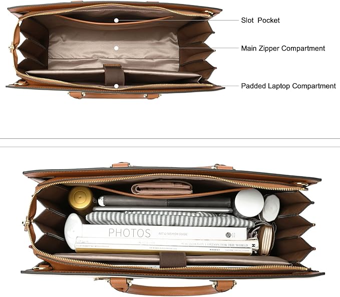 CLUCI Briefcase for Women Leather Laptop 15.6 Inch Business Ladies Work Computer Tote Bags